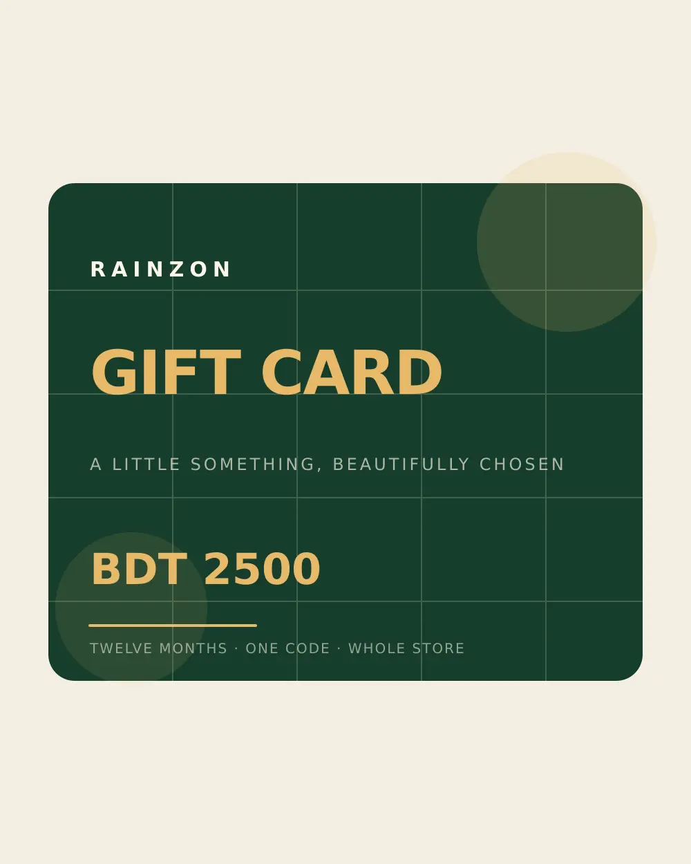 Rainzon Gift Card — BDT 2,500