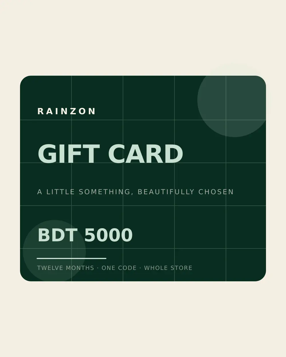 Rainzon Gift Card — BDT 5,000